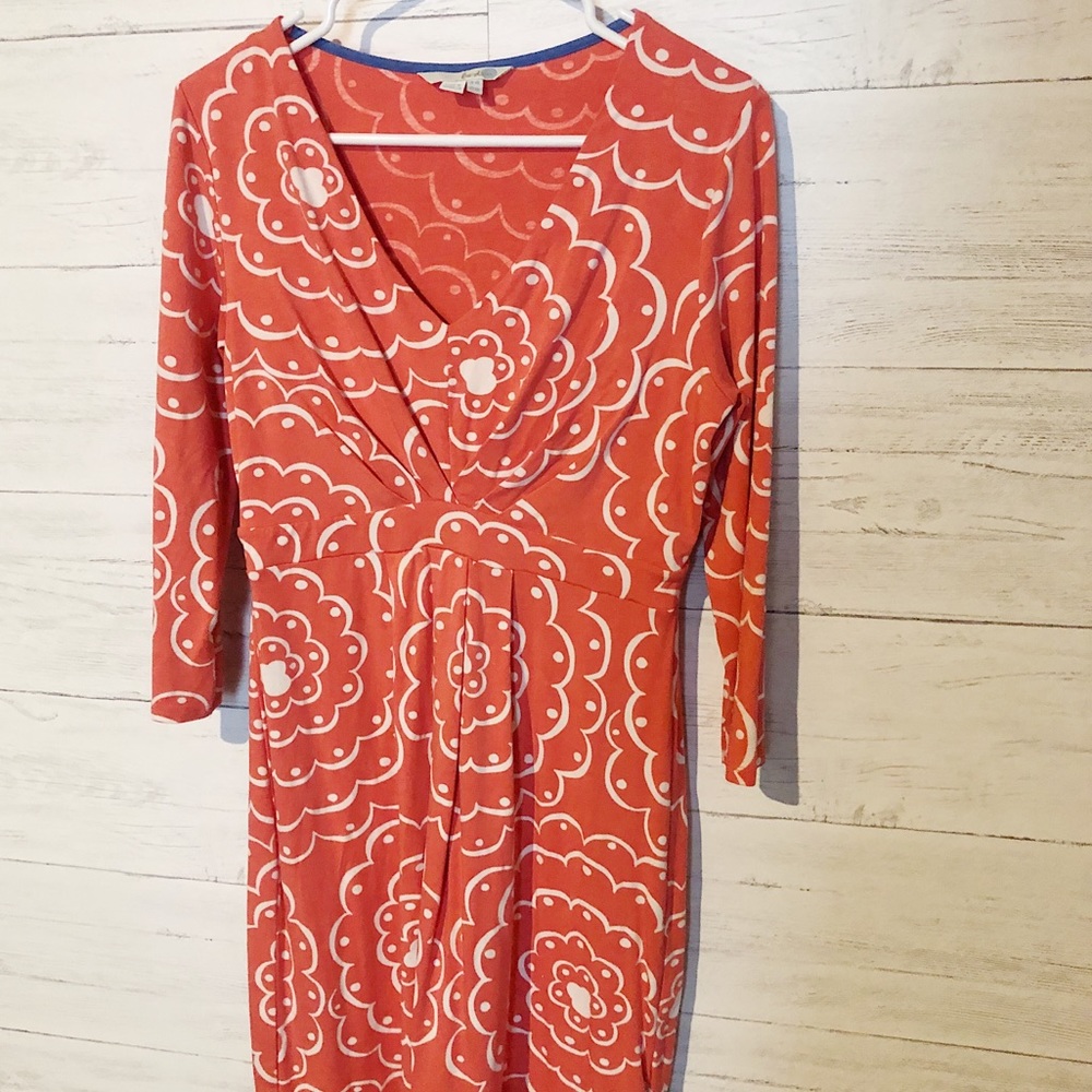 Boden coral flower print dress 10L